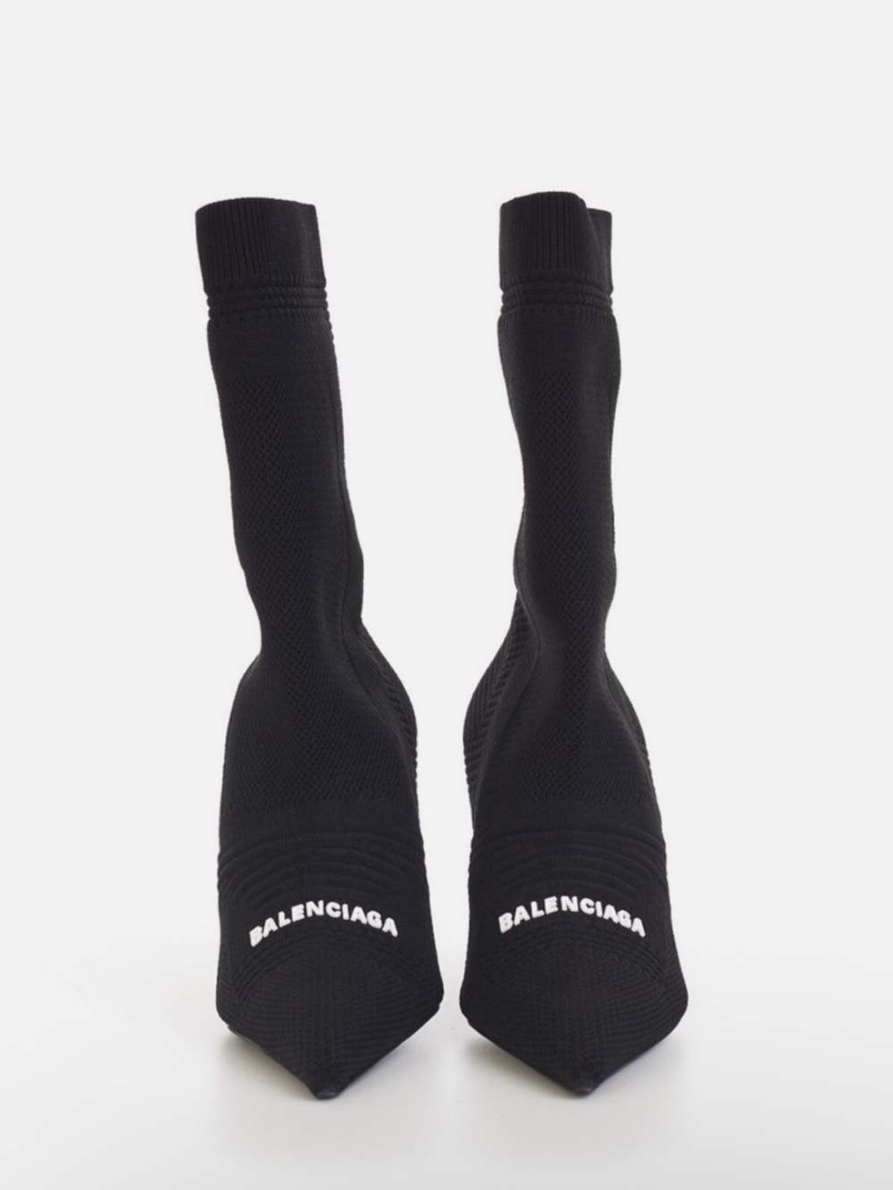 Balenciaga Black Knit Sock Stiletto Ankle Boots - Picture 6 of 10